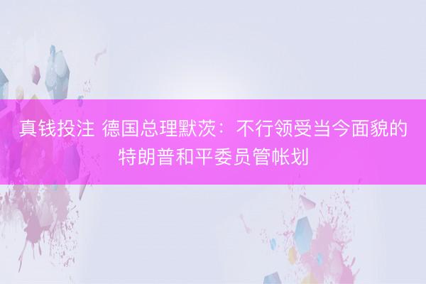 真钱投注 德国总理默茨：不行领受当今面貌的特朗普和平委员管帐划