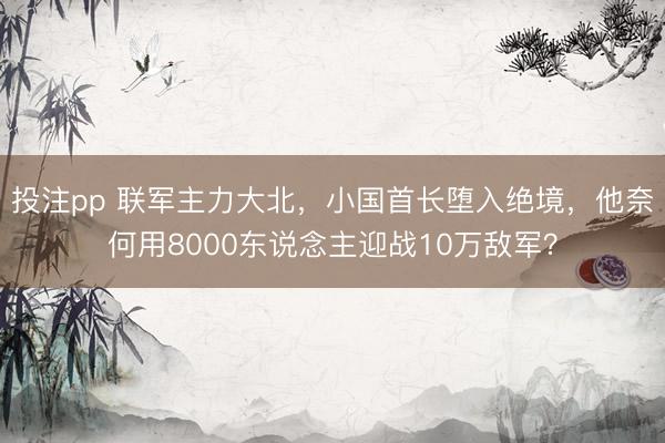 投注pp 联军主力大北，小国首长堕入绝境，他奈何用8000东说念主迎战10万敌军？